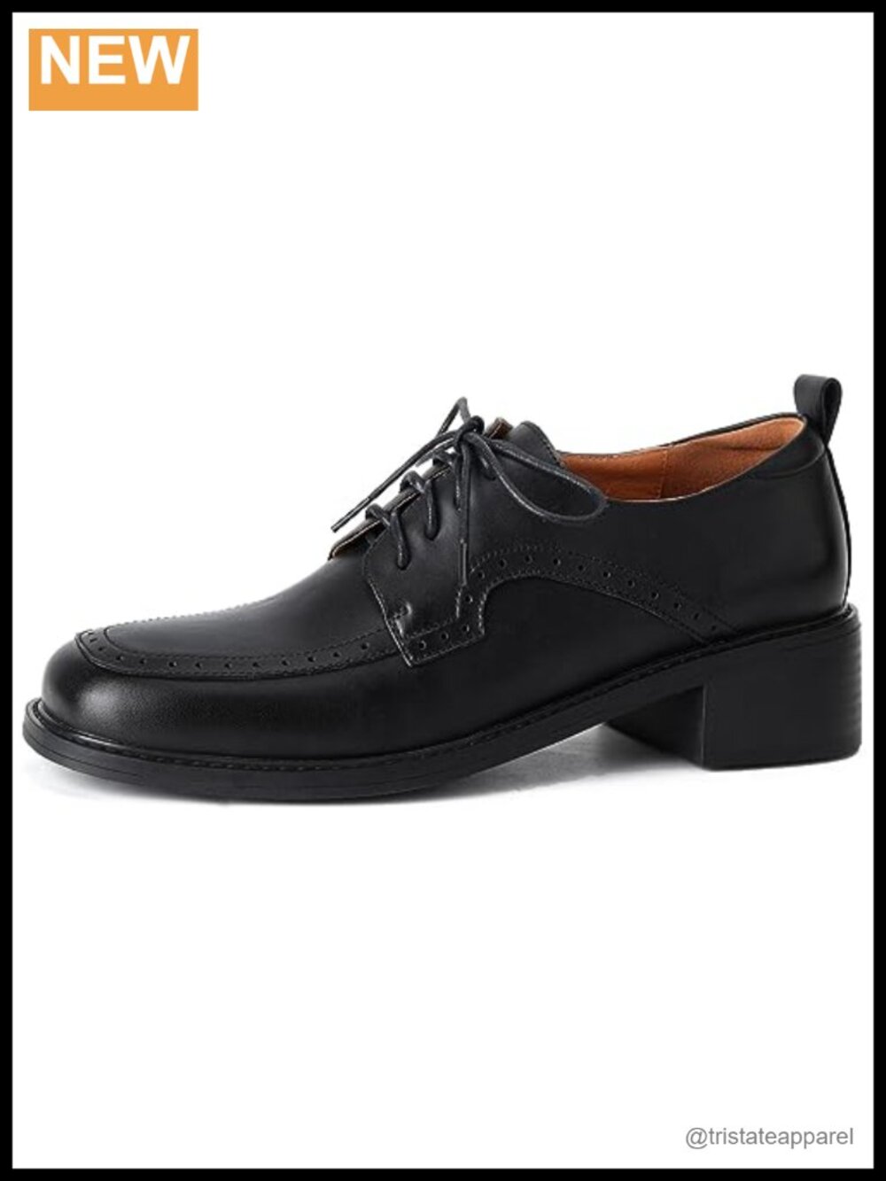Perforated Leather Square Toe Lace-Up Oxford Shoes